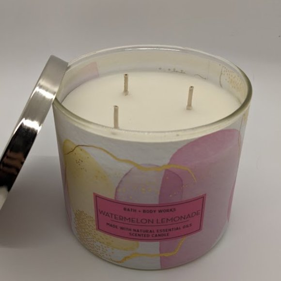 NEW - Bath & Body Works/White Barn Watermelon Lemonade 3 Wick Candle - Picture 2 of 4